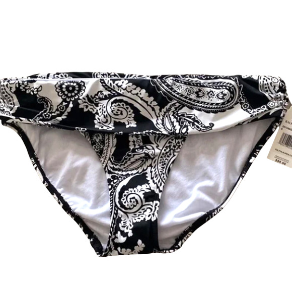 Ralph Lauren GRAPHIC PAISLEY Black & White Hipster Bikini Swim Bottom 16 NWT - Picture 2 of 3